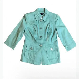 - East 5th Jacket Mint Green Canvas Textured 3/4 Sleeve Blazer Size Small